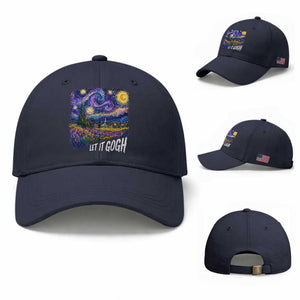 Let it Gogh Funny Vincent Van Gogh Starry Night Baseball Cap TS10 Baseball Cap Universal Fit Navy Print Your Wear