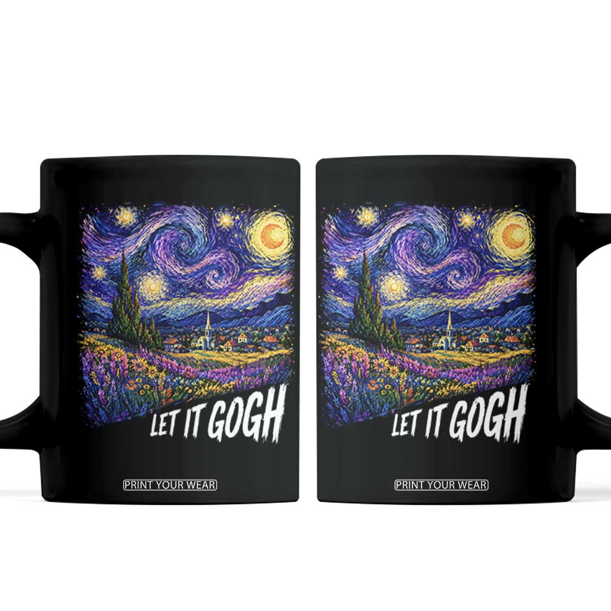Let it Gogh Funny Vincent Van Gogh Starry Night Coffee Mug TS10 Black Print Your Wear