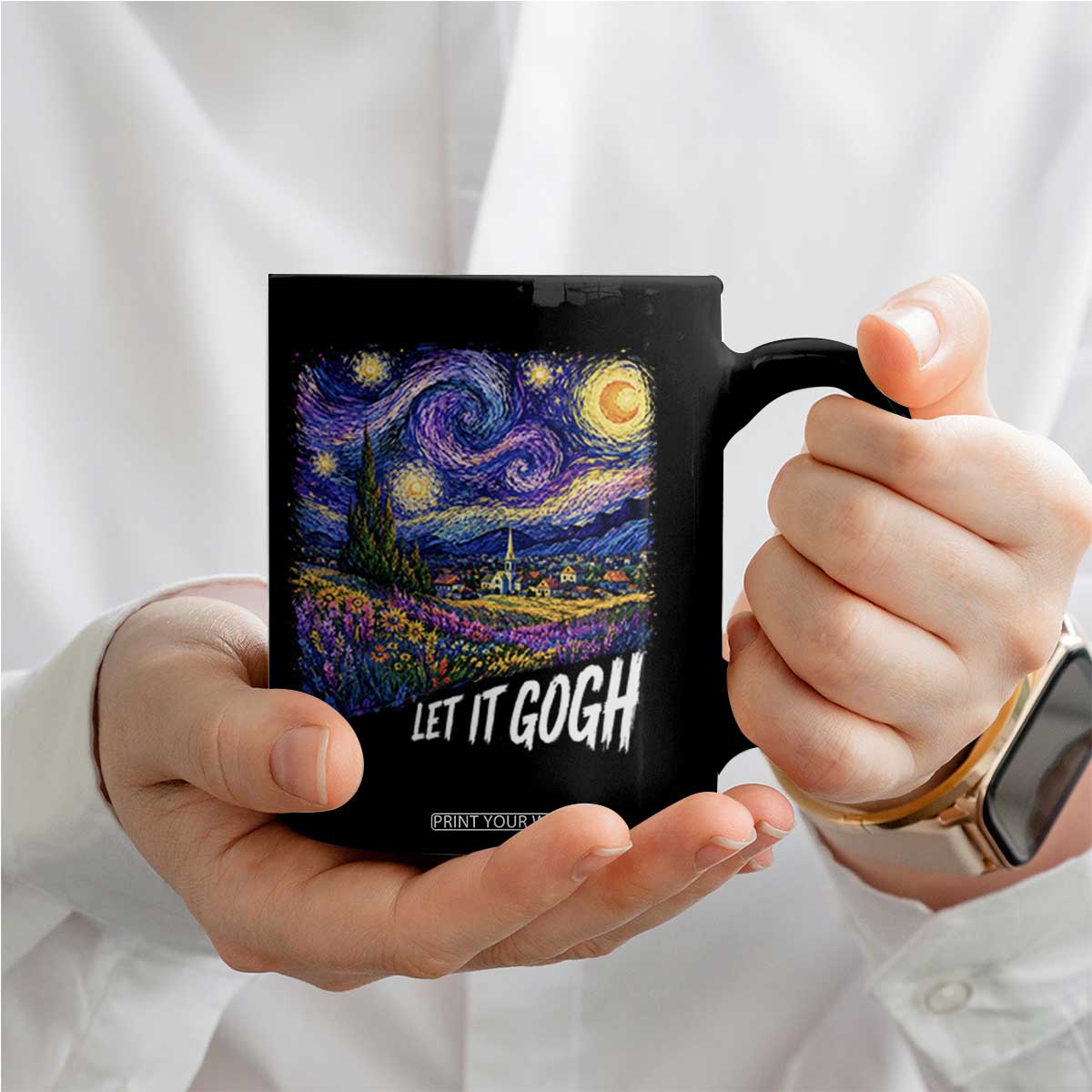 Let it Gogh Funny Vincent Van Gogh Starry Night Coffee Mug TS10 Print Your Wear
