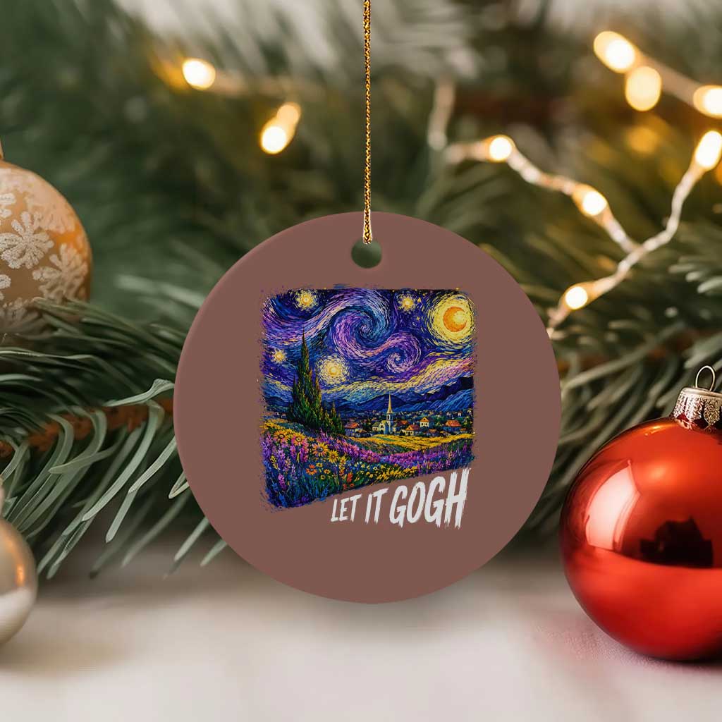 Let it Gogh Funny Vincent Van Gogh Starry Night Ceramic Ornament TS10 1pc Mocha Print Your Wear