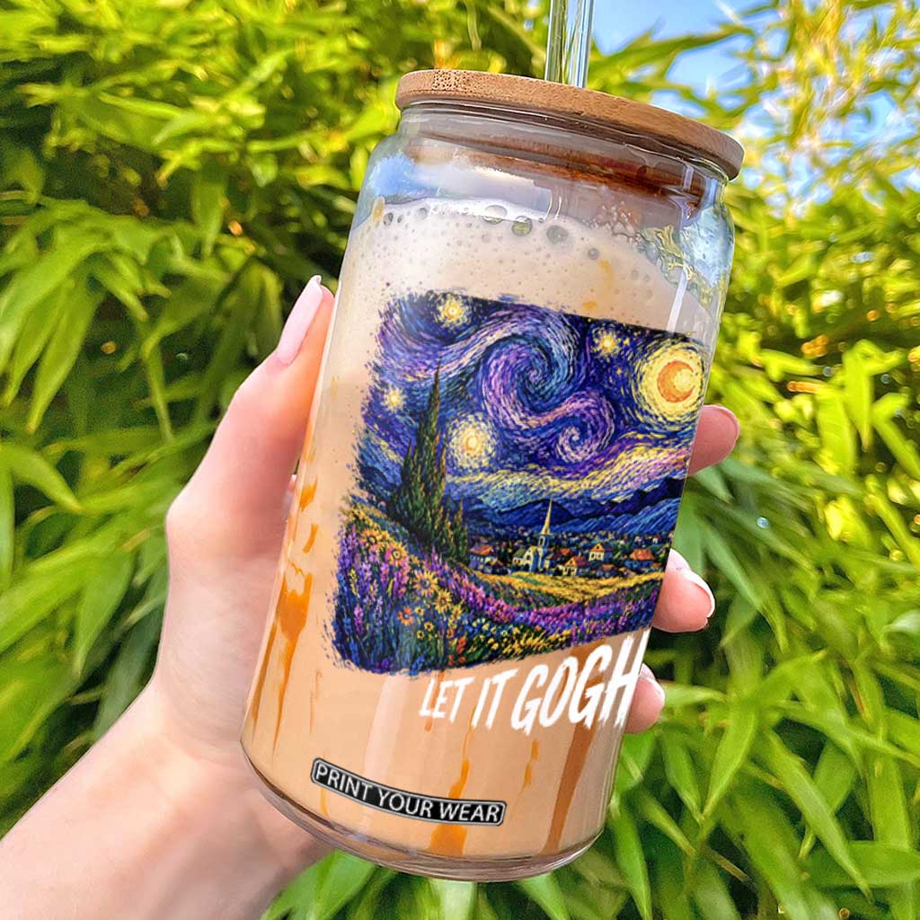 Let it Gogh Funny Vincent Van Gogh Starry Night Glass Can TS10 Black Print Your Wear