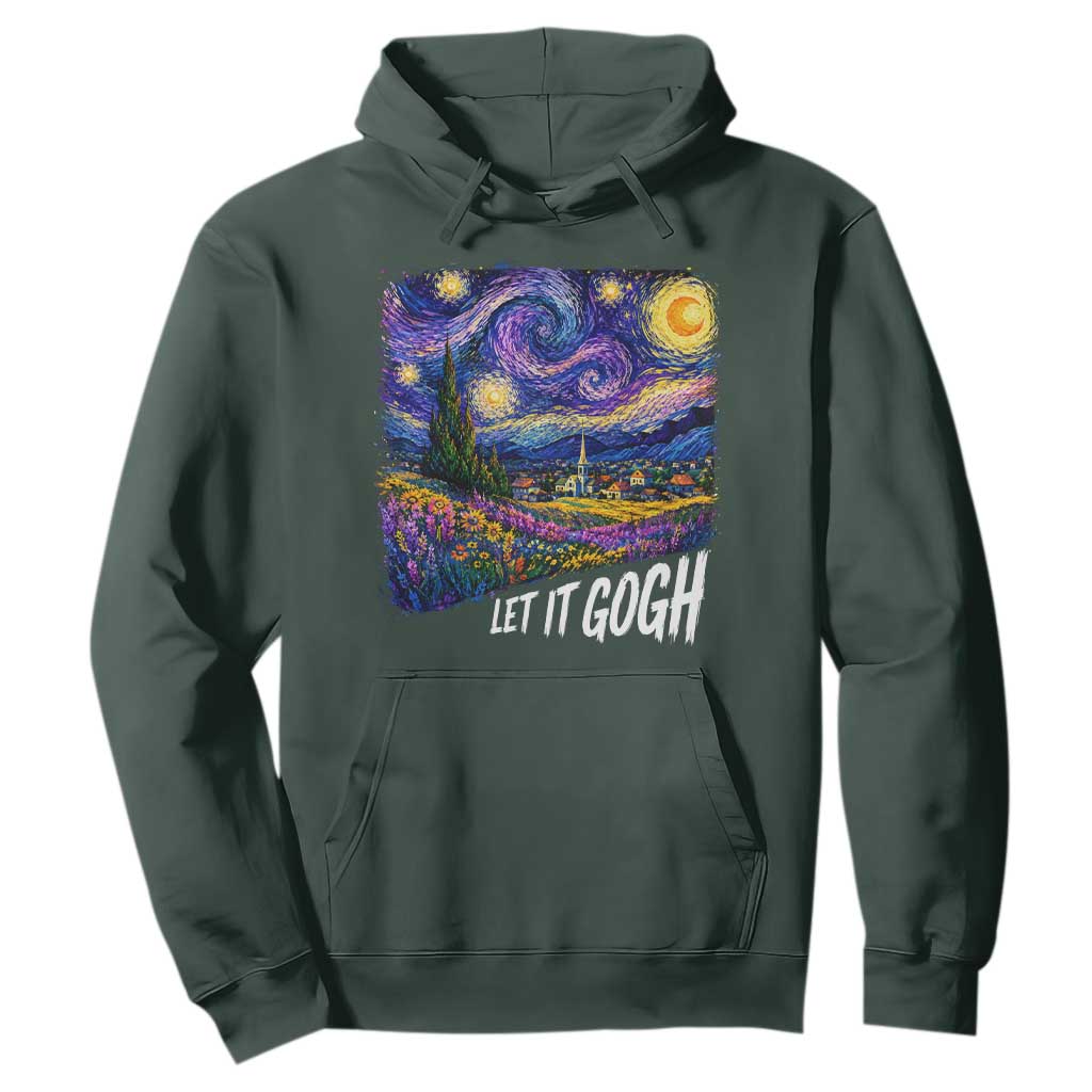 Let it Gogh Funny Vincent Van Gogh Starry Night Hoodie TS10 Dark Forest Green Print Your Wear