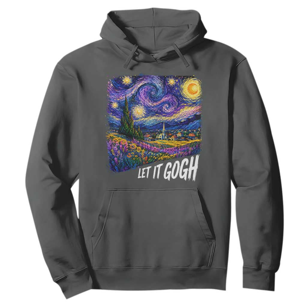 Let it Gogh Funny Vincent Van Gogh Starry Night Hoodie TS10 Dark Heather Print Your Wear