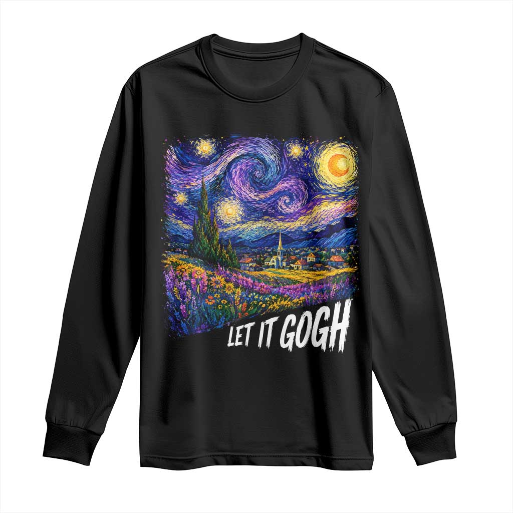Let it Gogh Funny Vincent Van Gogh Starry Night Long Sleeve Shirt TS10 Black Print Your Wear