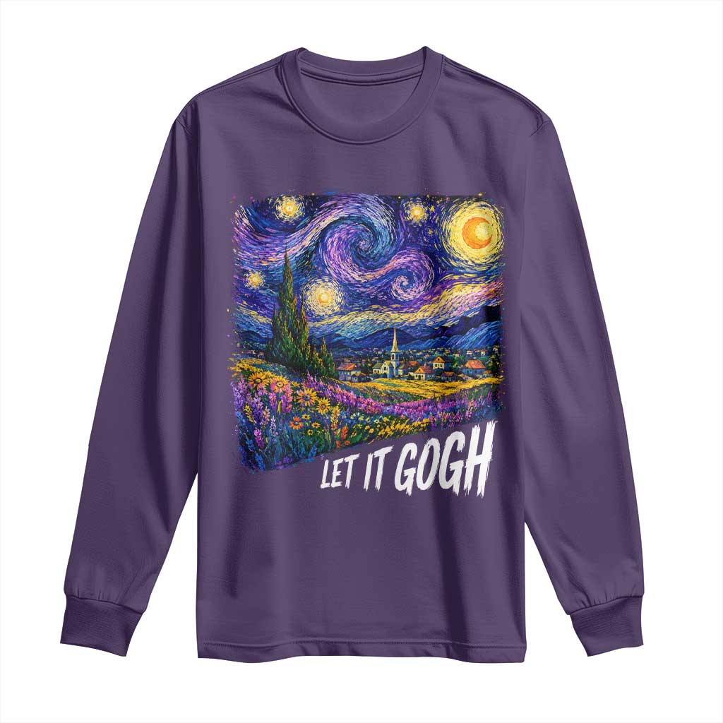 Let it Gogh Funny Vincent Van Gogh Starry Night Long Sleeve Shirt TS10 Purple Print Your Wear