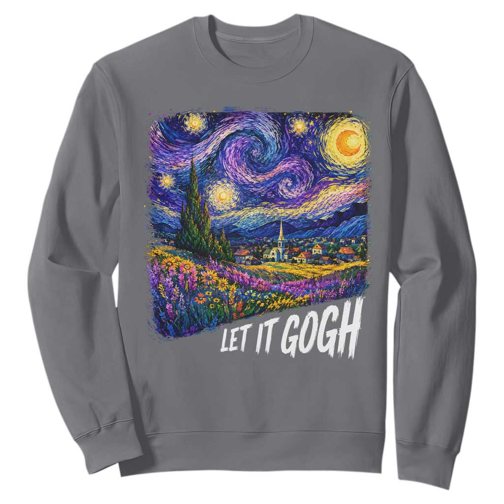 Let it Gogh Funny Vincent Van Gogh Starry Night Sweatshirt TS10 Charcoal Print Your Wear