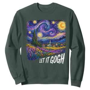 Let it Gogh Funny Vincent Van Gogh Starry Night Sweatshirt TS10 Dark Forest Green Print Your Wear