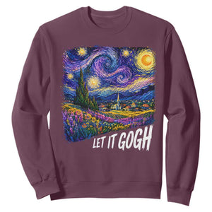 Let it Gogh Funny Vincent Van Gogh Starry Night Sweatshirt TS10 Maroon Print Your Wear