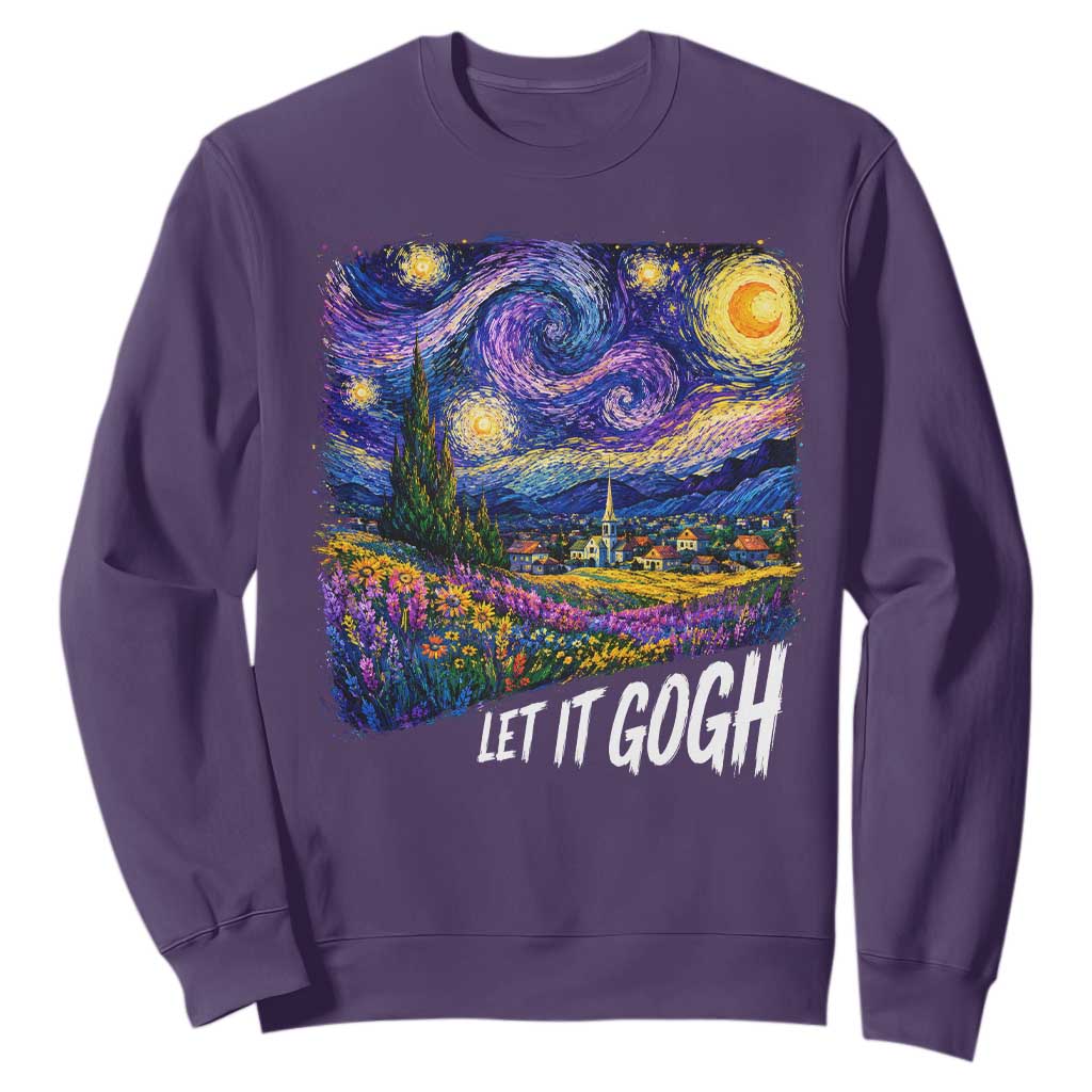 Let it Gogh Funny Vincent Van Gogh Starry Night Sweatshirt TS10 Purple Print Your Wear