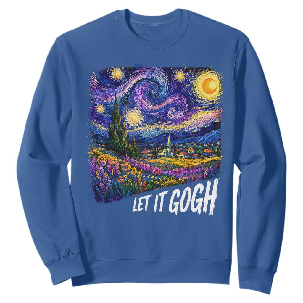 Let it Gogh Funny Vincent Van Gogh Starry Night Sweatshirt TS10 Royal Blue Print Your Wear