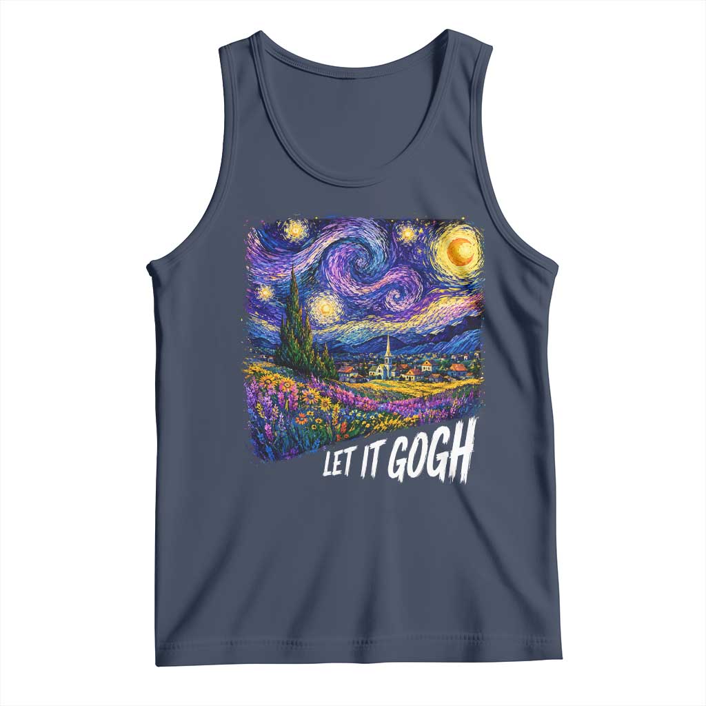 Let it Gogh Funny Vincent Van Gogh Starry Night Tank Top TS10 Navy Print Your Wear
