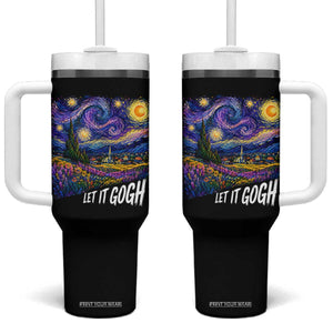 Let it Gogh Funny Vincent Van Gogh Starry Night Tumbler With Handle TS10 One Size: 40 oz Black Print Your Wear