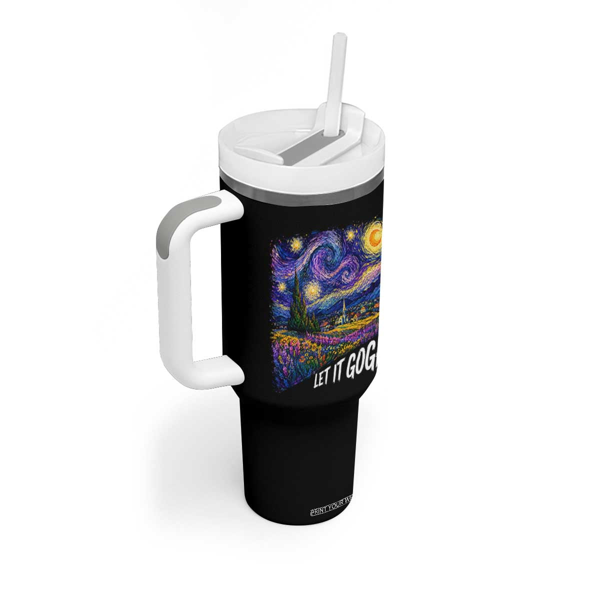 Let it Gogh Funny Vincent Van Gogh Starry Night Tumbler With Handle TS10 Print Your Wear