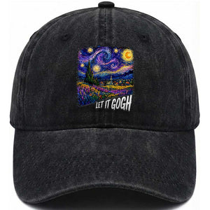 Let it Gogh Funny Vincent Van Gogh Starry Night Washed Cotton Baseball Cap TS10 Print Your Wear