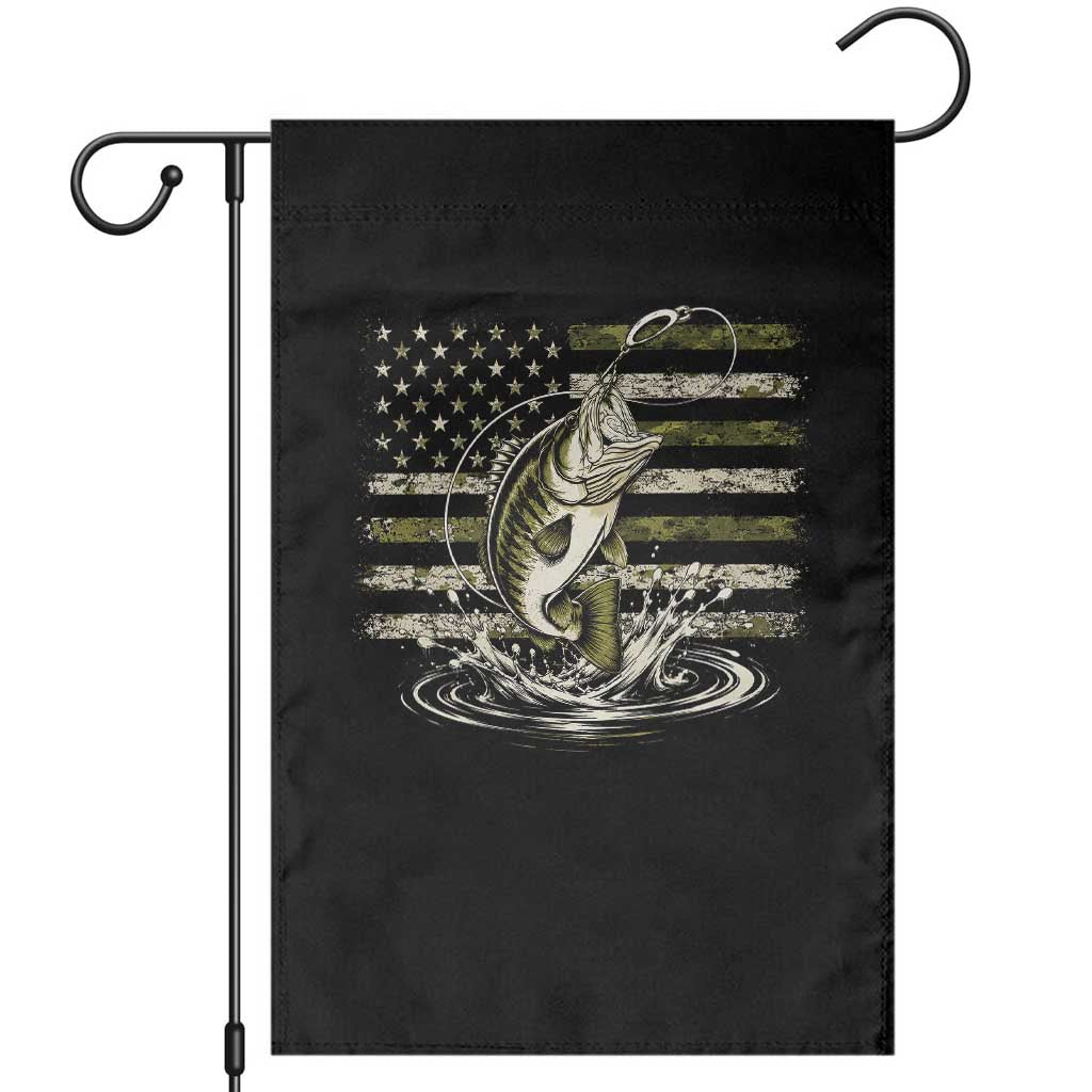 Vintage Bass Fishing Camouflage Garden Flag Patriotic Largemouth Bass Angler Fishing Lovers Fisherman Camo US Flag TS10 Black Print Your Wear