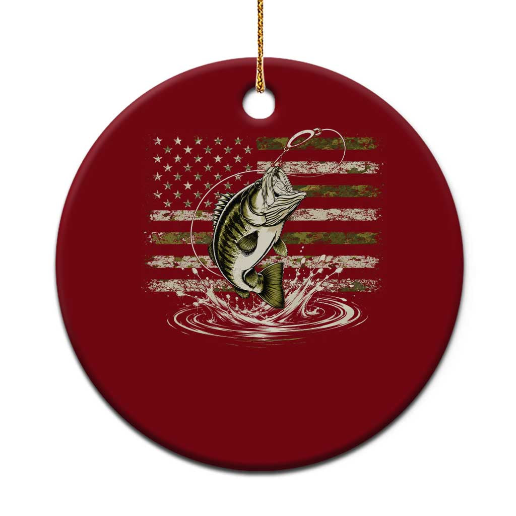 Vintage Bass Fishing Camouflage Ceramic Ornament Patriotic Largemouth Bass Angler Fishing Lovers Fisherman Camo US Flag TS10 1pc Red Print Your Wear