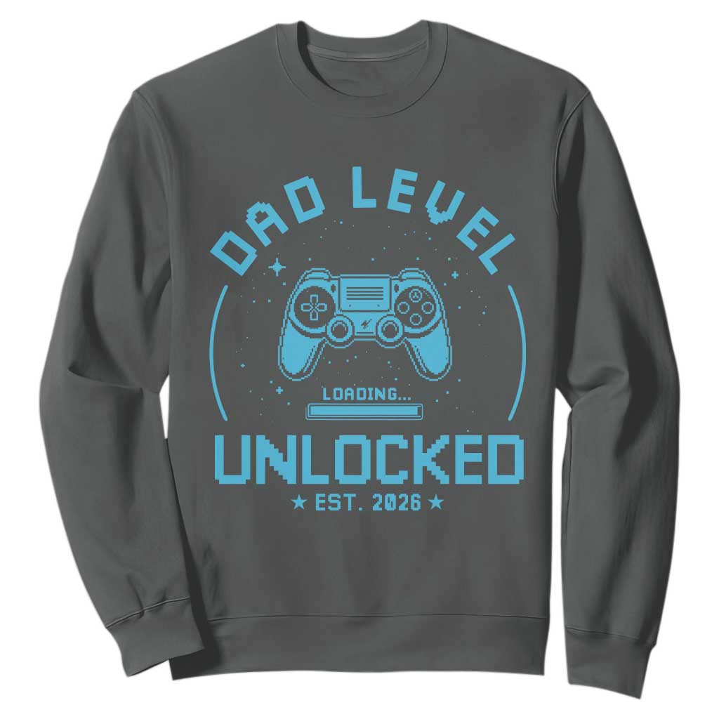 Promoted to Dad 2026 Sweatshirt New Dad Gifts for First Time Daddy Fathers Day TS10 Dark Heather Print Your Wear