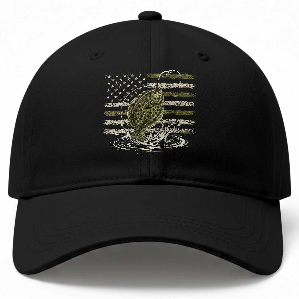 Flounder Fishing Camouflage American Flag Baseball Cap Patriotic Flatfish Angler Gift Saltwater Fishing Lovers TS10 Print Your Wear