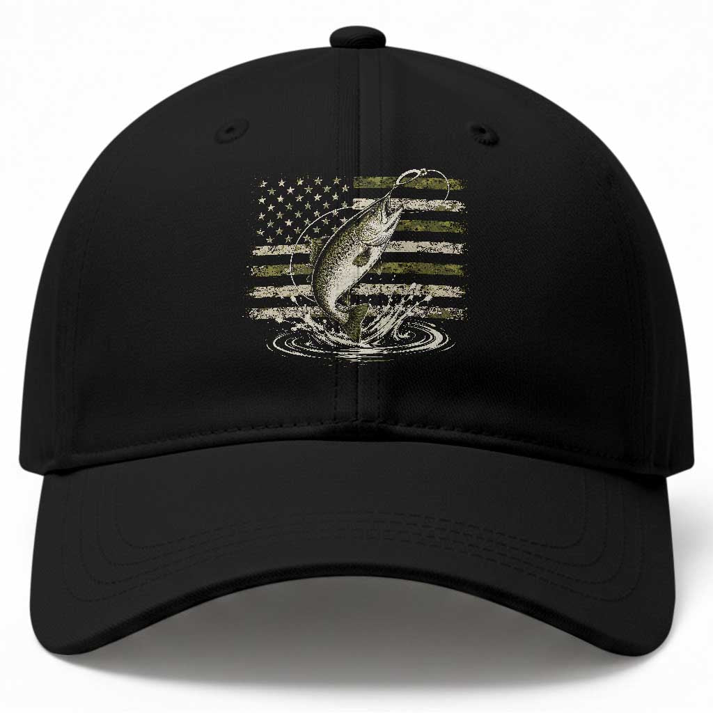Camouflage American Flag Trout Fishing Baseball Cap Patriotic Saltwater Angler Gift Sea Fishing Lovers TS10 Print Your Wear