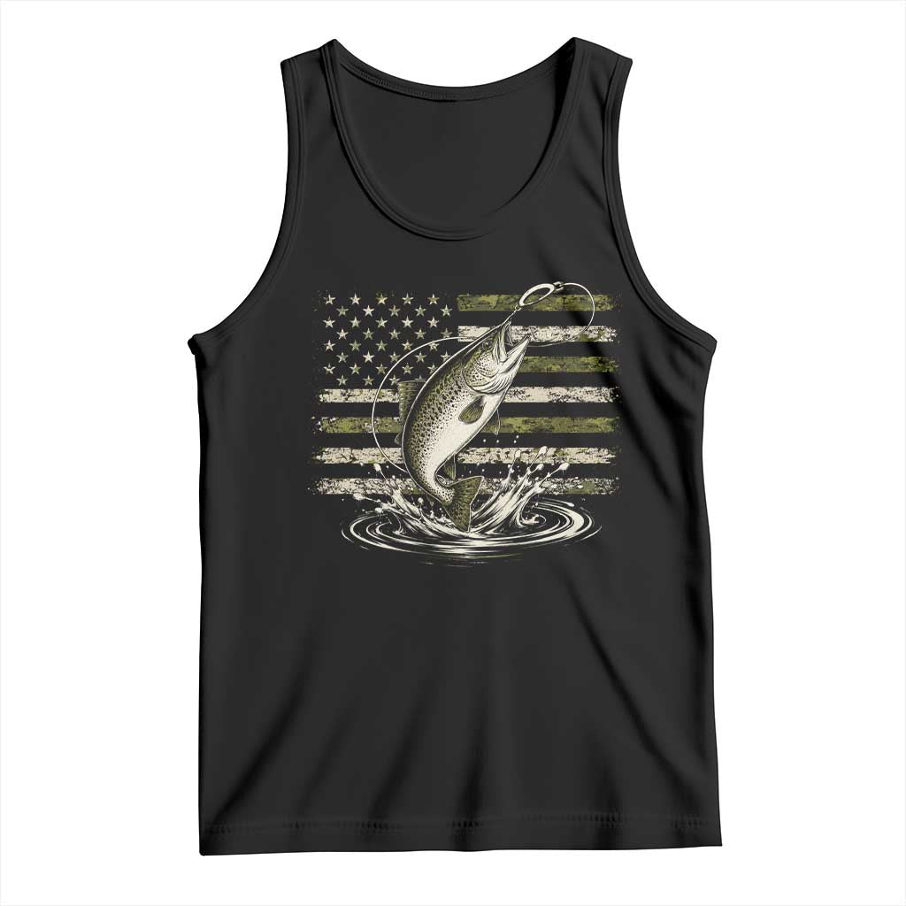 Camouflage American Flag Trout Fishing Tank Top Patriotic Saltwater Angler Gift Sea Fishing Lovers TS10 Black Print Your Wear