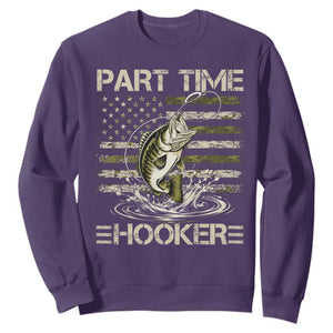 Part Time Hooker Sweatshirt Retro Funny Fishing Camouflage Camo US Flag TS10 Purple Print Your Wear
