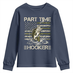 Part Time Hooker Youth Sweatshirt Retro Funny Fishing Camouflage Camo US Flag TS10 Navy Print Your Wear