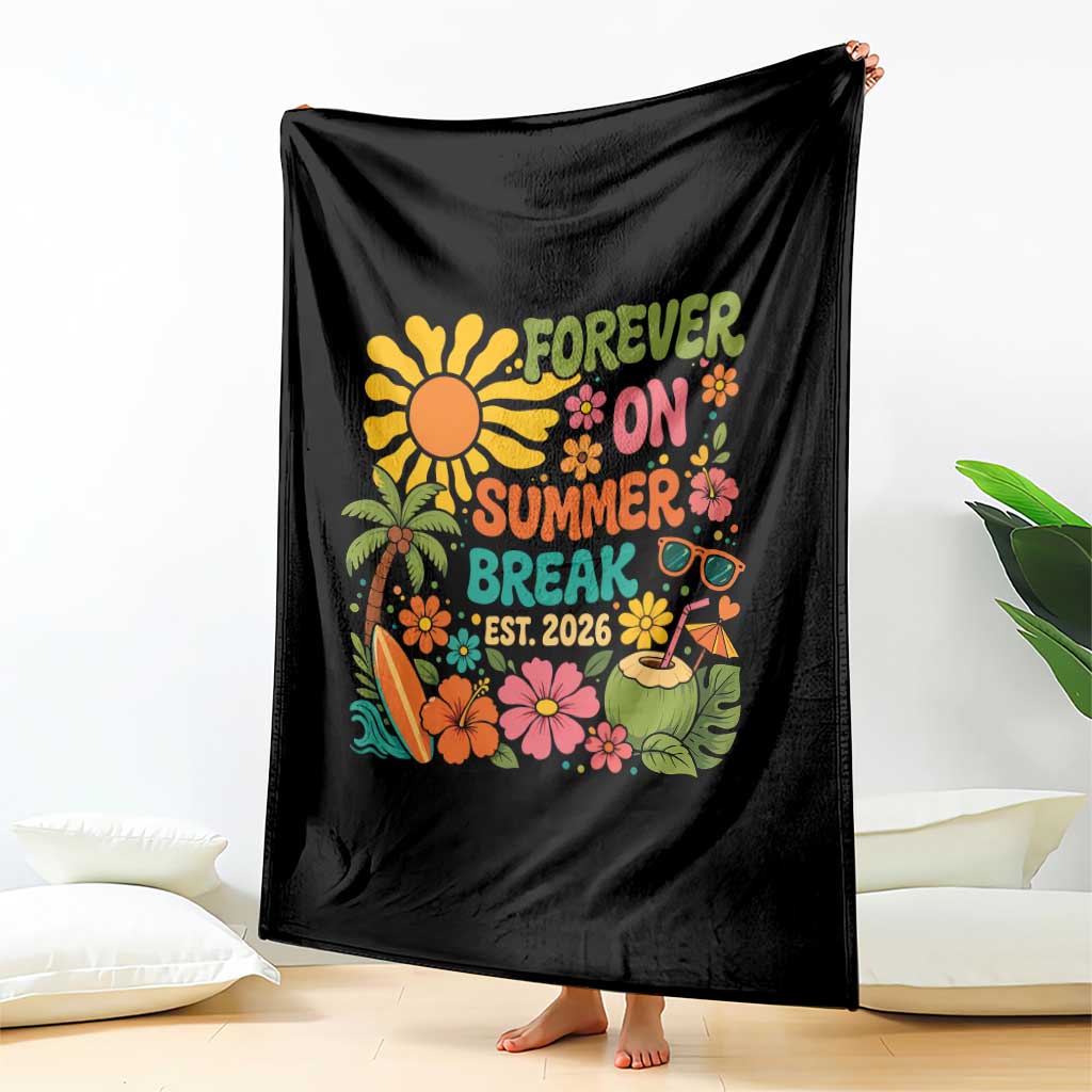 Retired Teacher Gift Throw Blanket Forever On Summer Break Retirement 2026 Vintage Flower Graphic TS10 Print Your Wear
