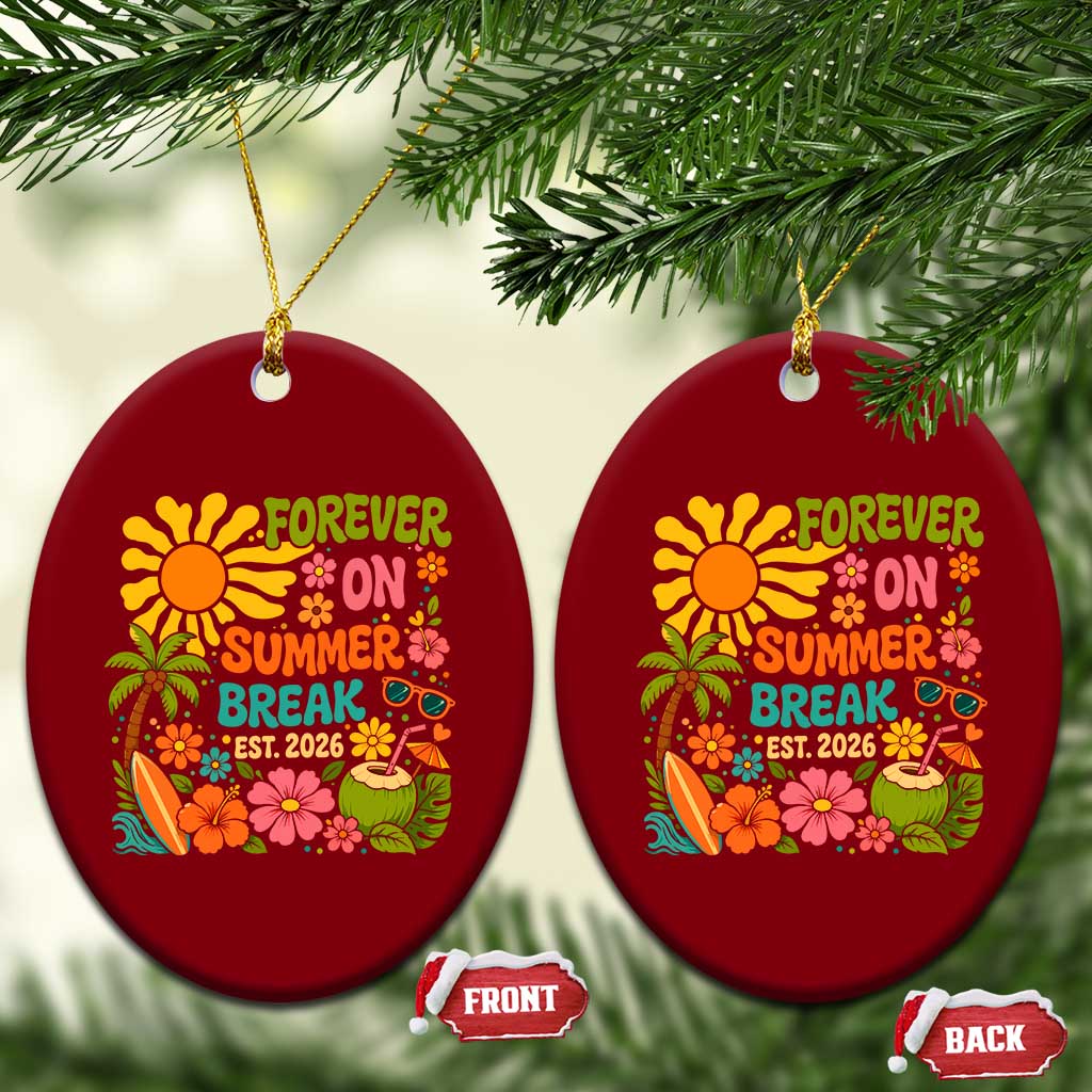 Retired Teacher Gift Ceramic Ornament Forever On Summer Break Retirement 2026 Vintage Flower Graphic TS10 Print Your Wear