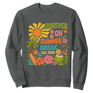 Retired Teacher Gift Sweatshirt Forever On Summer Break Retirement 2026 Vintage Flower Graphic TS10 Dark Heather Print Your Wear