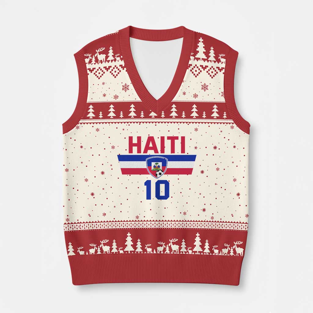 Haiti Haitian Flag V-Neck Knit Sweater Vest Proud Haitienne Cheer Country Favorite Spirit Game Caribbean Souvenir TS10 Beige Red Print Your Wear