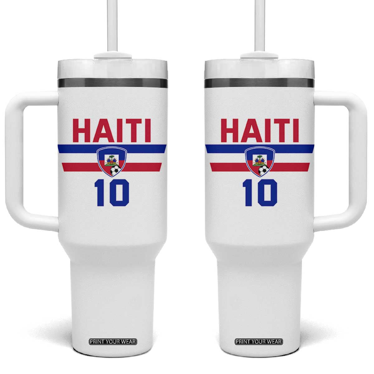 Haiti Haitian Flag Tumbler With Handle Proud Haitienne Cheer Country Favorite Spirit Game Caribbean Souvenir TS10 One Size: 40 oz White Print Your Wear