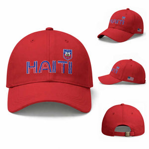 Haiti Flag Crest Baseball Cap Haitian Pride National Heritage Patriotic Graphic TS10 Baseball Cap Universal Fit Red Print Your Wear