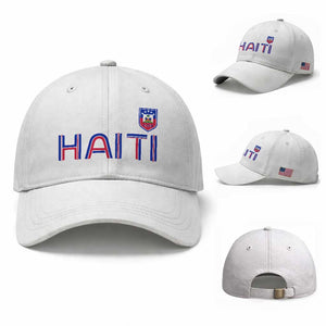Haiti Flag Crest Baseball Cap Haitian Pride National Heritage Patriotic Graphic TS10 Baseball Cap Universal Fit White Print Your Wear