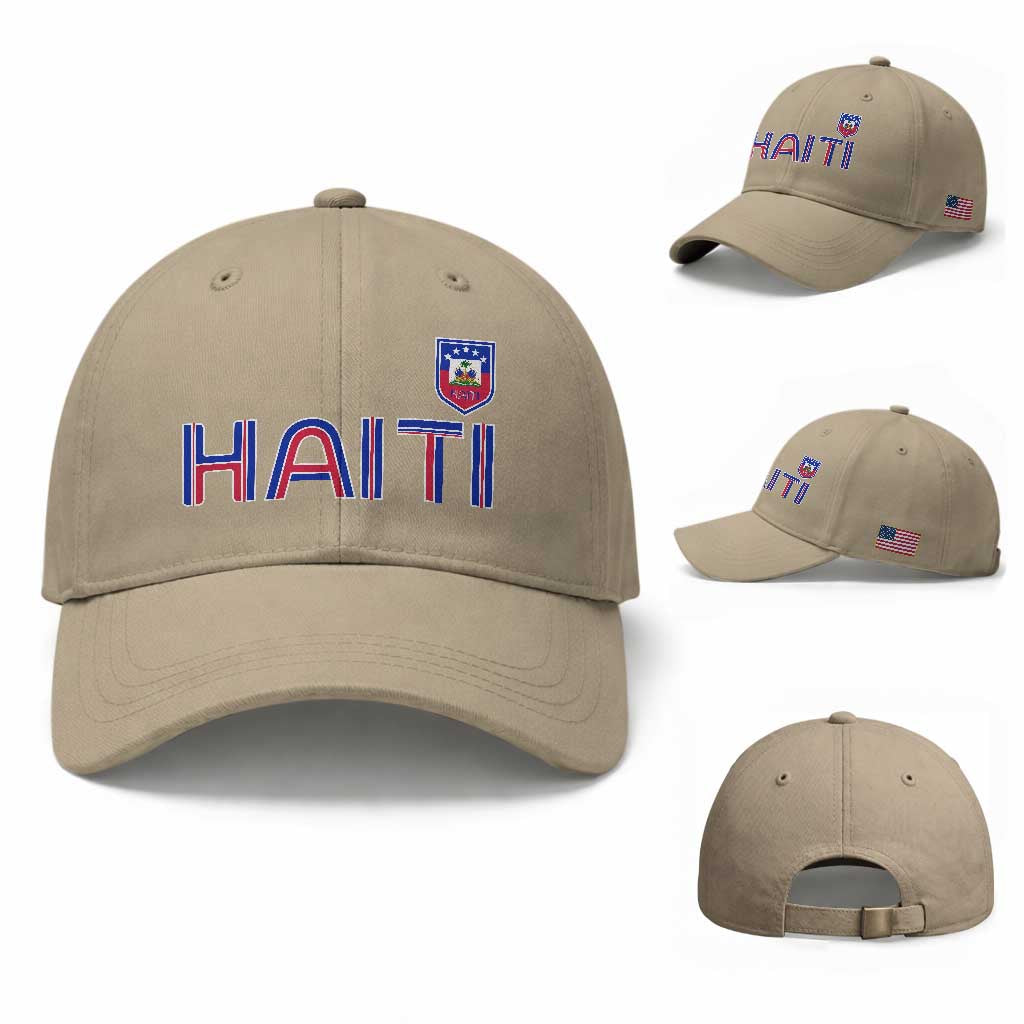 Haiti Flag Crest Baseball Cap Haitian Pride National Heritage Patriotic Graphic TS10 Baseball Cap Universal Fit Khaki Print Your Wear