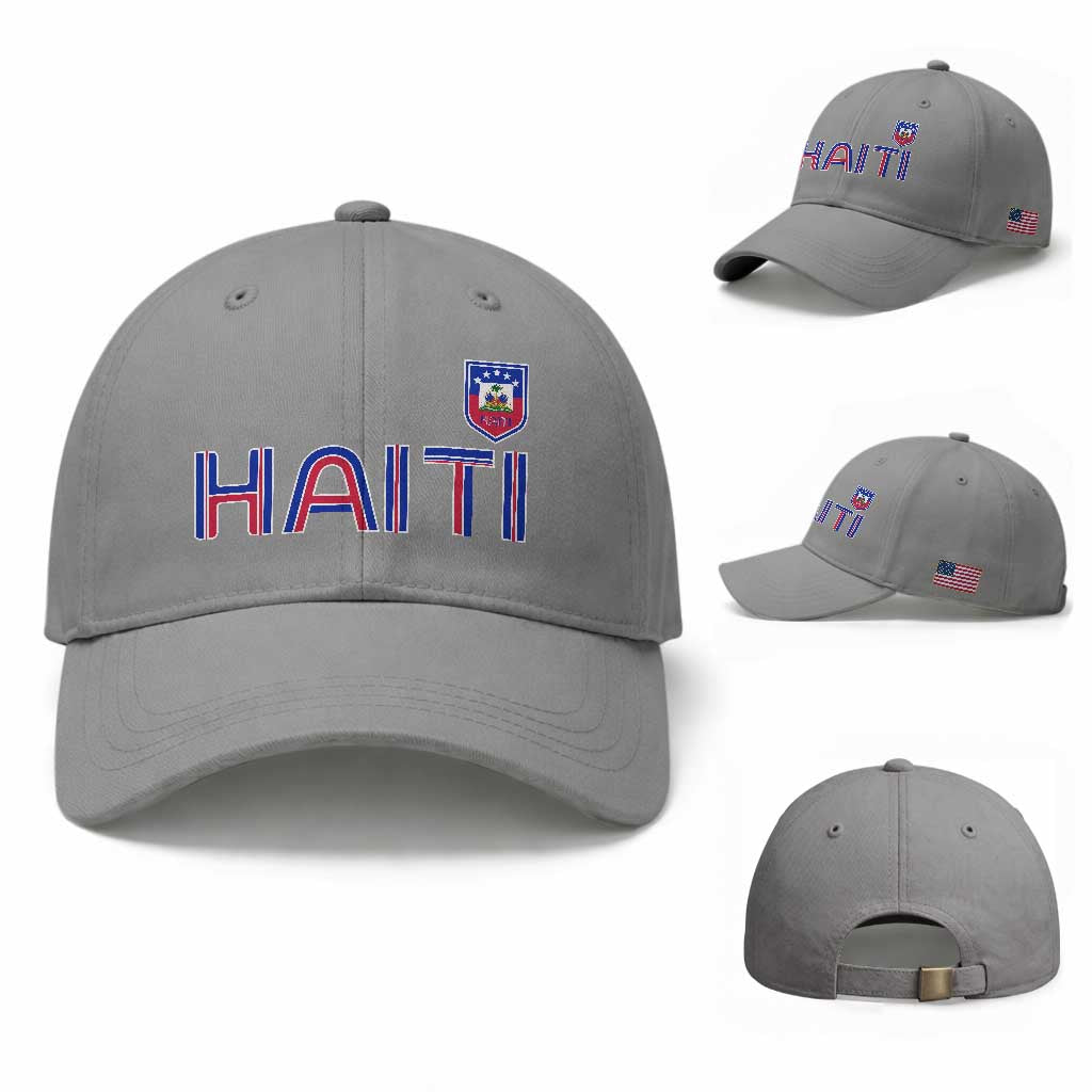 Haiti Flag Crest Baseball Cap Haitian Pride National Heritage Patriotic Graphic TS10 Baseball Cap Universal Fit Sport Gray Print Your Wear