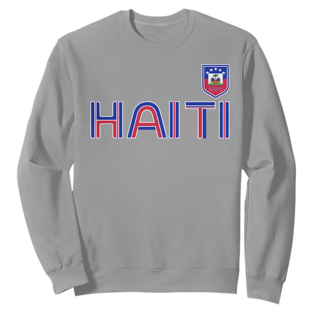 Haiti Flag Crest Sweatshirt Haitian Pride National Heritage Patriotic Graphic TS10 Sport Gray Print Your Wear