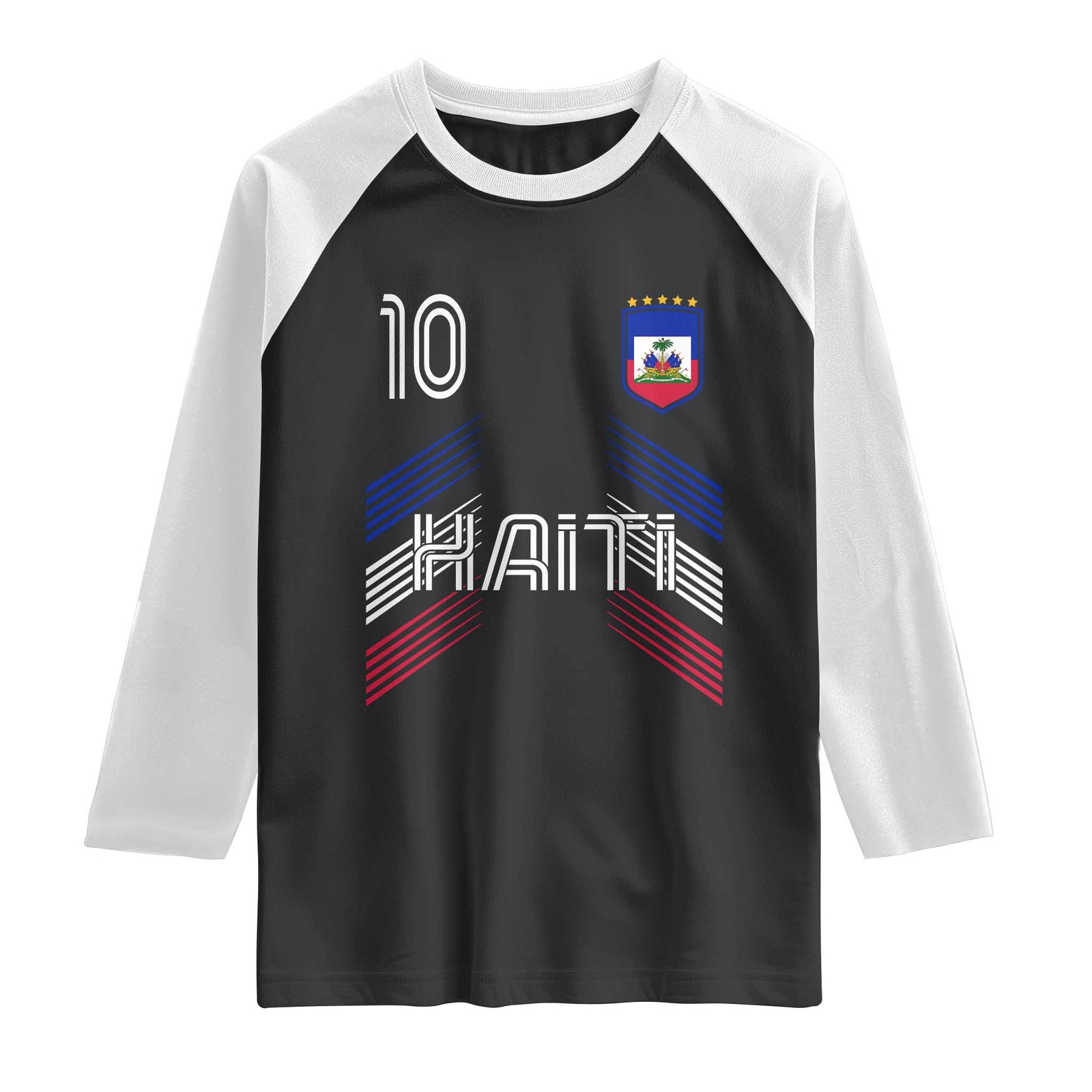 Haiti Soccer Raglan Shirt Haitian Football Fan Pride National Team Support Graphic TS10 Black White Print Your Wear