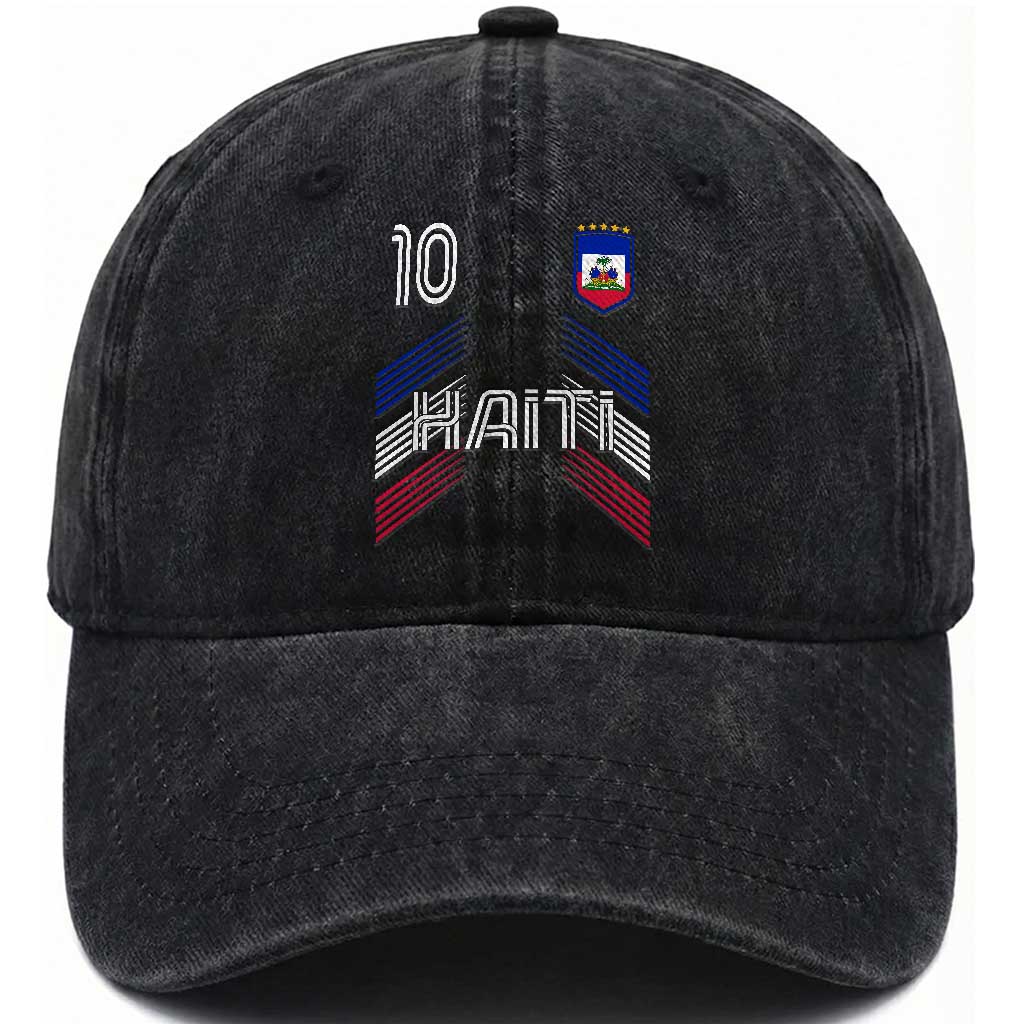 Haiti Soccer Washed Cotton Baseball Cap Haitian Football Fan Pride National Team Support Graphic TS10 Print Your Wear