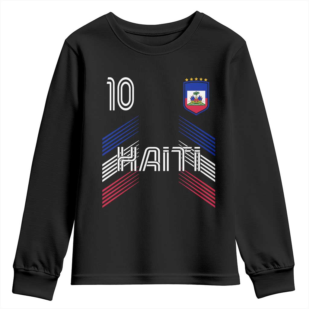 Haiti Soccer Youth Sweatshirt Haitian Football Fan Pride National Team Support Graphic TS10 Black Print Your Wear