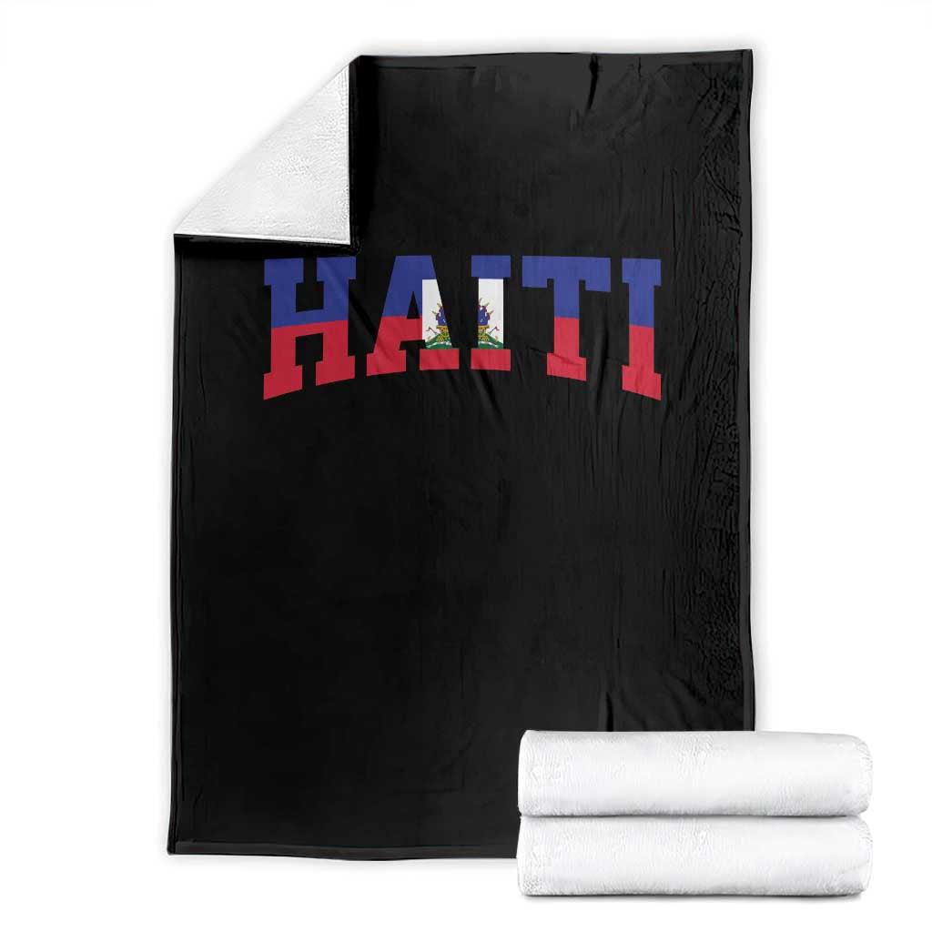 Vintage Haiti Throw Blanket Varsity Haitian Flag Classic Haitian Pride College Style TS10 Black Print Your Wear