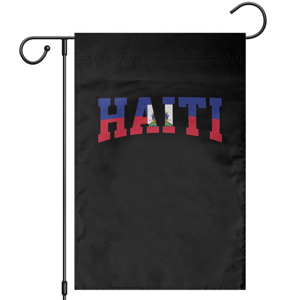 Vintage Haiti Garden Flag Varsity Haitian Flag Classic Haitian Pride College Style TS10 Black Print Your Wear