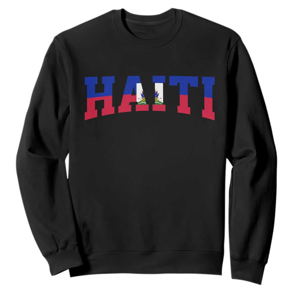 Vintage Haiti Sweatshirt Varsity Haitian Flag Classic Haitian Pride College Style TS10 Black Print Your Wear