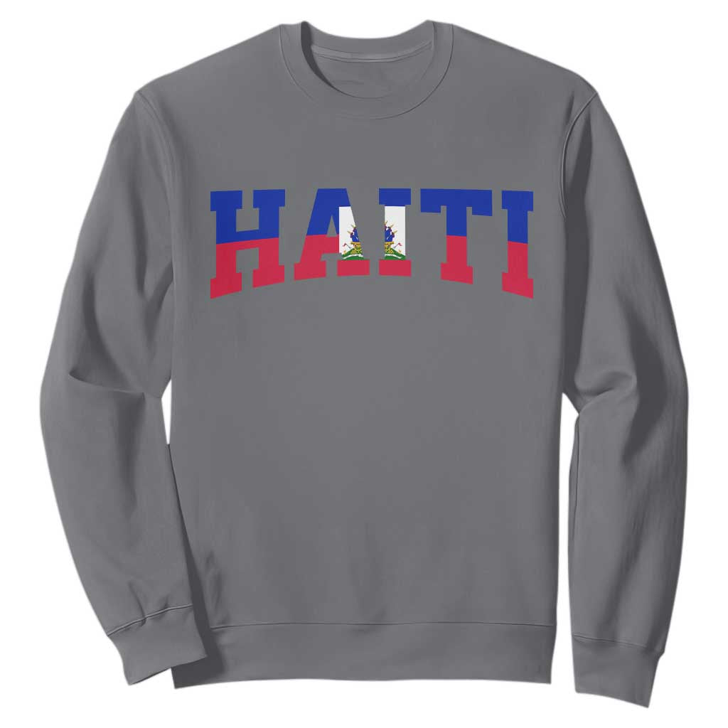 Vintage Haiti Sweatshirt Varsity Haitian Flag Classic Haitian Pride College Style TS10 Charcoal Print Your Wear