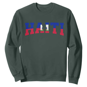 Vintage Haiti Sweatshirt Varsity Haitian Flag Classic Haitian Pride College Style TS10 Dark Forest Green Print Your Wear