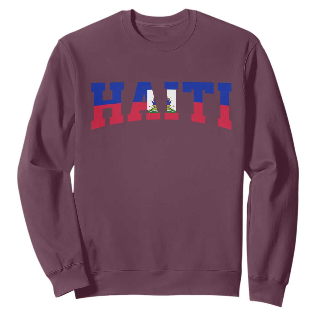 Vintage Haiti Sweatshirt Varsity Haitian Flag Classic Haitian Pride College Style TS10 Maroon Print Your Wear