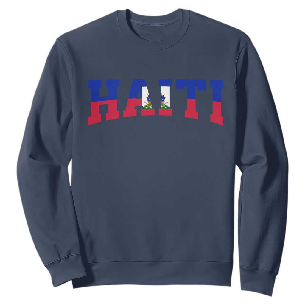 Vintage Haiti Sweatshirt Varsity Haitian Flag Classic Haitian Pride College Style TS10 Navy Print Your Wear