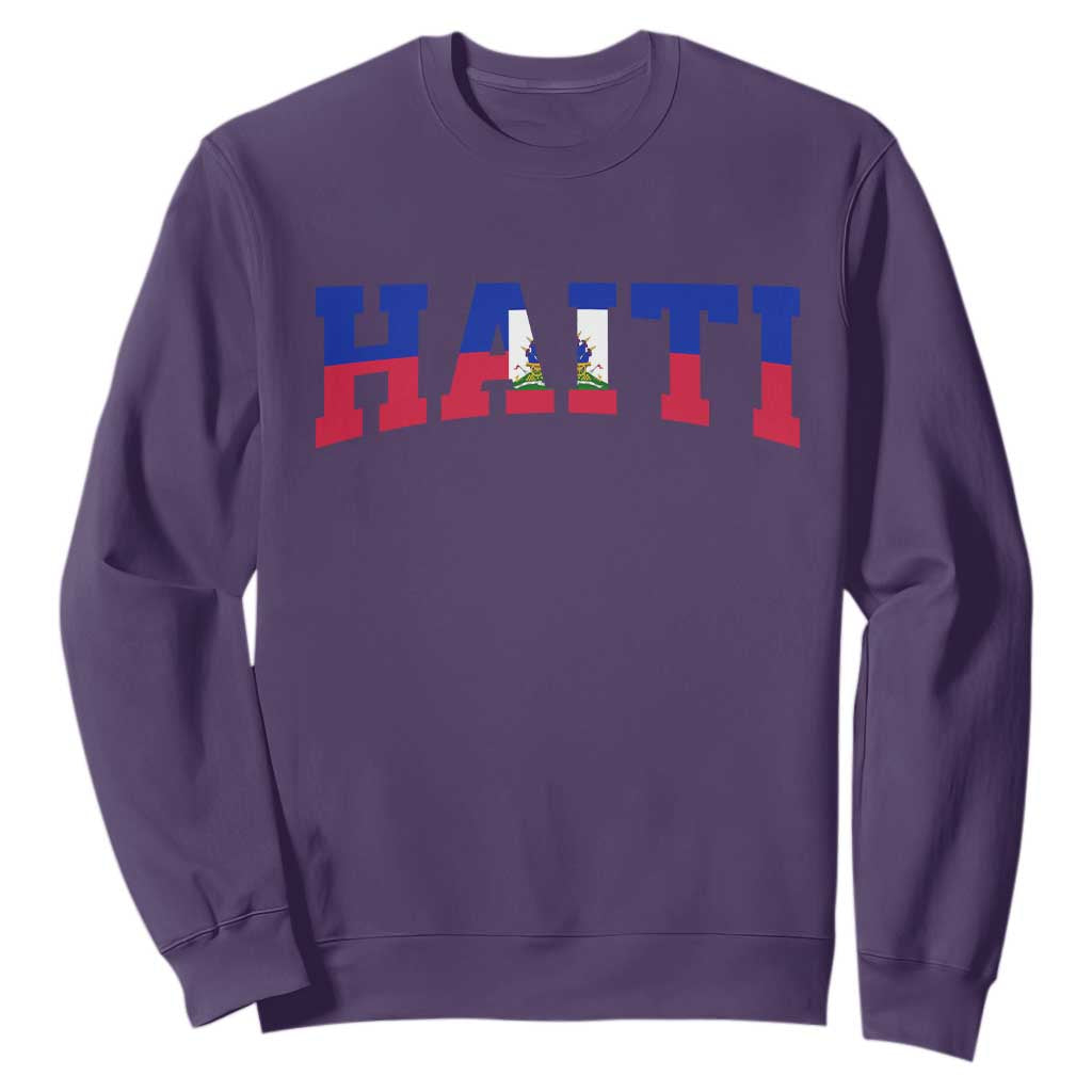 Vintage Haiti Sweatshirt Varsity Haitian Flag Classic Haitian Pride College Style TS10 Purple Print Your Wear
