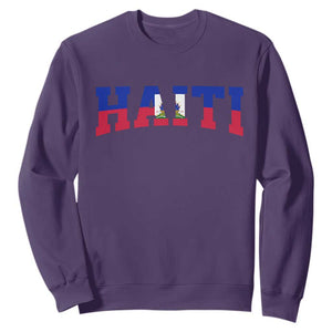Vintage Haiti Sweatshirt Varsity Haitian Flag Classic Haitian Pride College Style TS10 Purple Print Your Wear