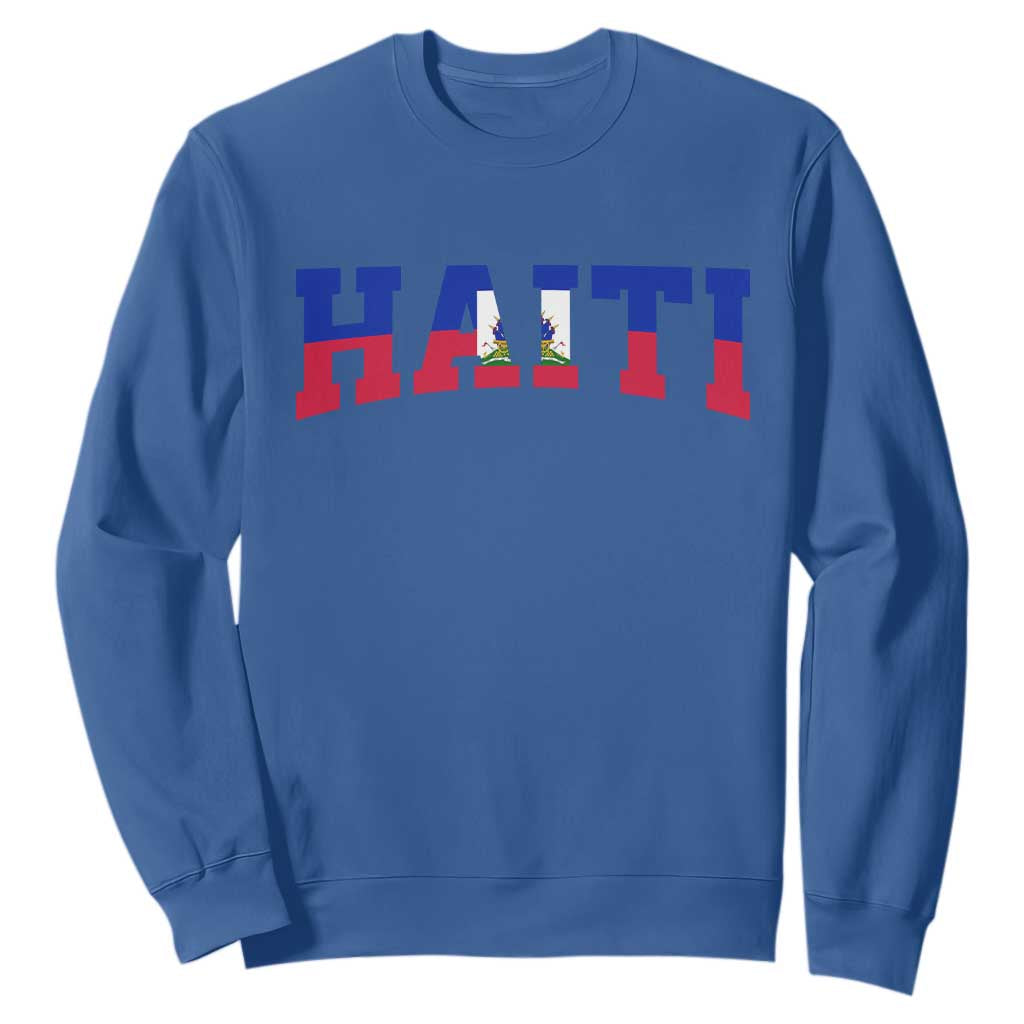 Vintage Haiti Sweatshirt Varsity Haitian Flag Classic Haitian Pride College Style TS10 Royal Blue Print Your Wear