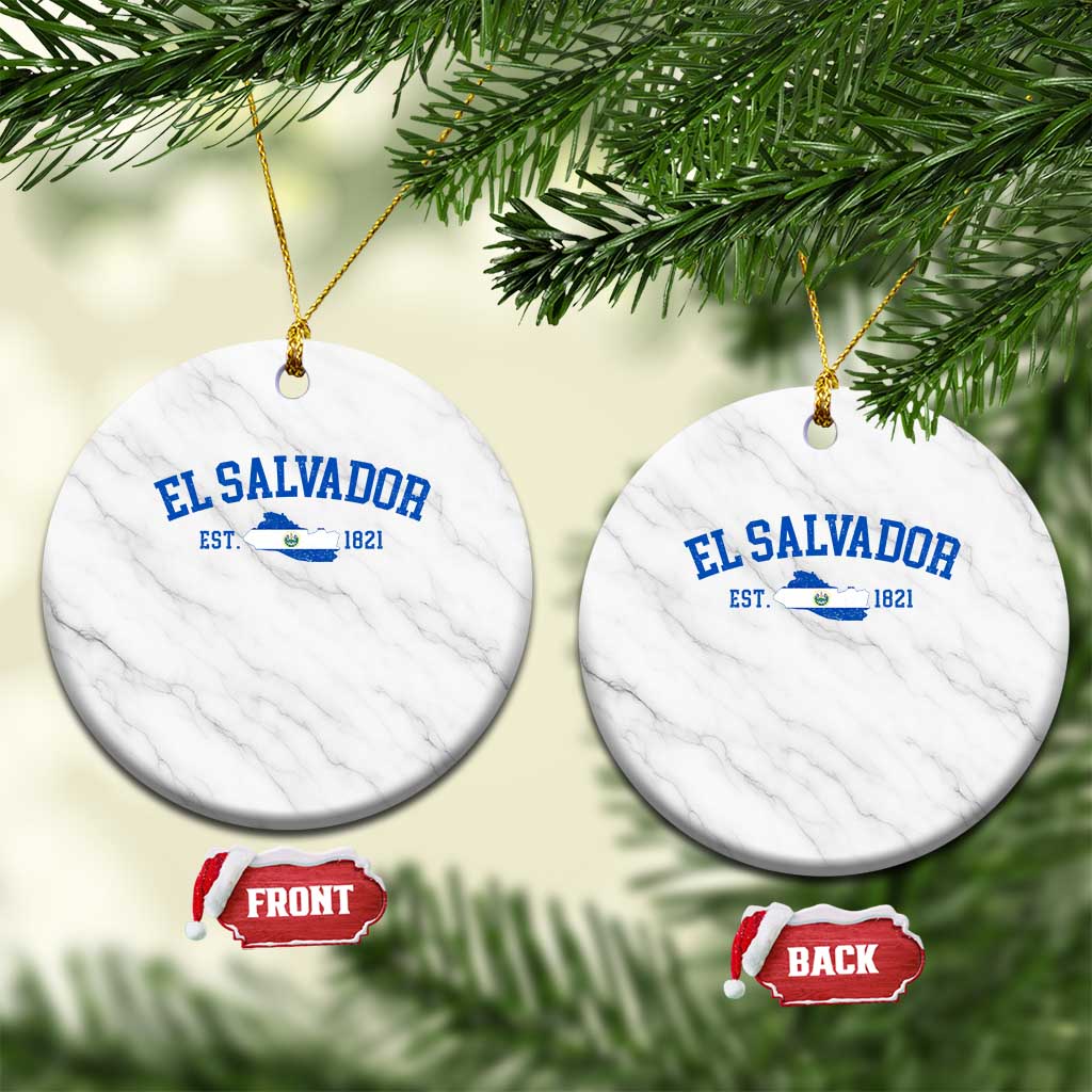 Vintage El Salvador Map Ceramic Ornament Salvadoran Independence Day Jersey Letters TS10 1pc White Marble Print Your Wear